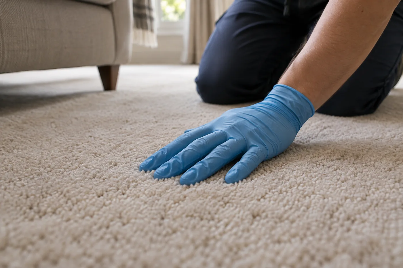 Illustrative image: Checking the texture of carpet pile