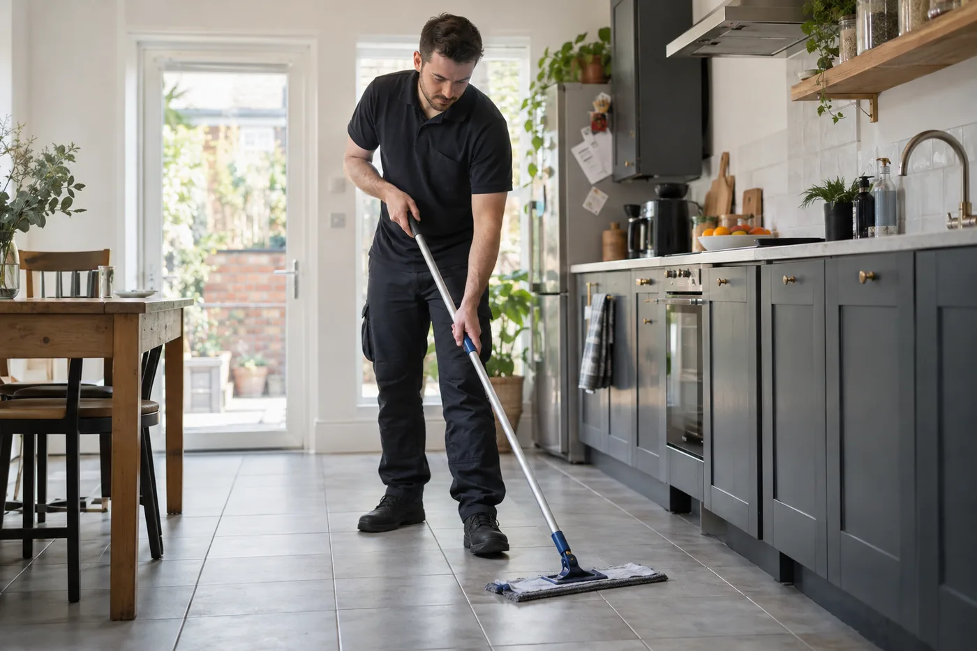 Illustrative image: Mopping a kitchen floor