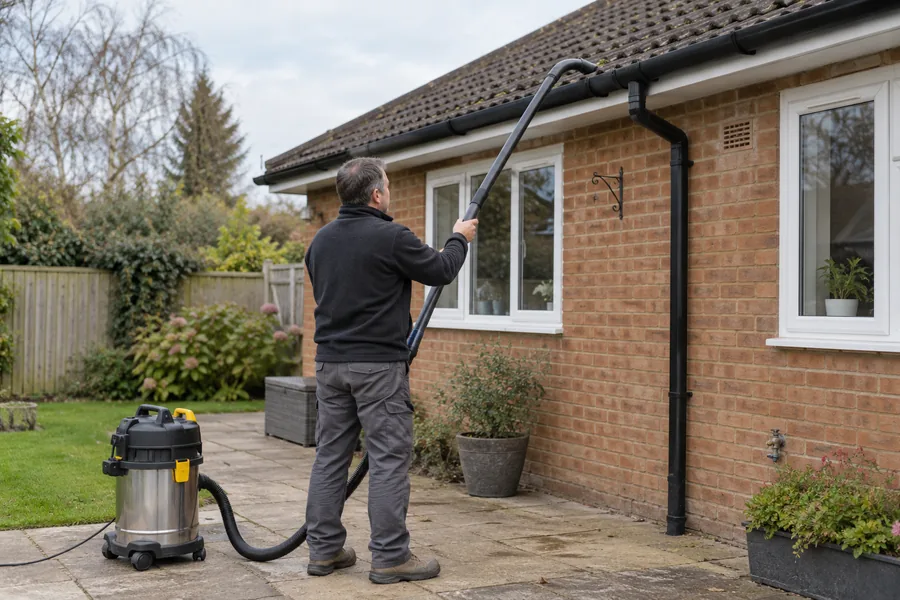 Illustrative ground-level gutter vacuum work