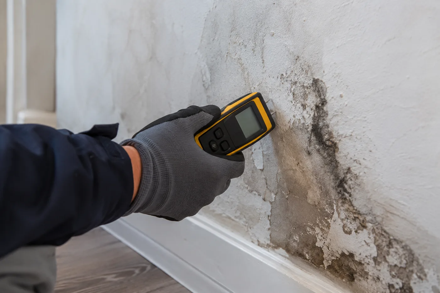 Illustrative image: Checking moisture on an affected wall