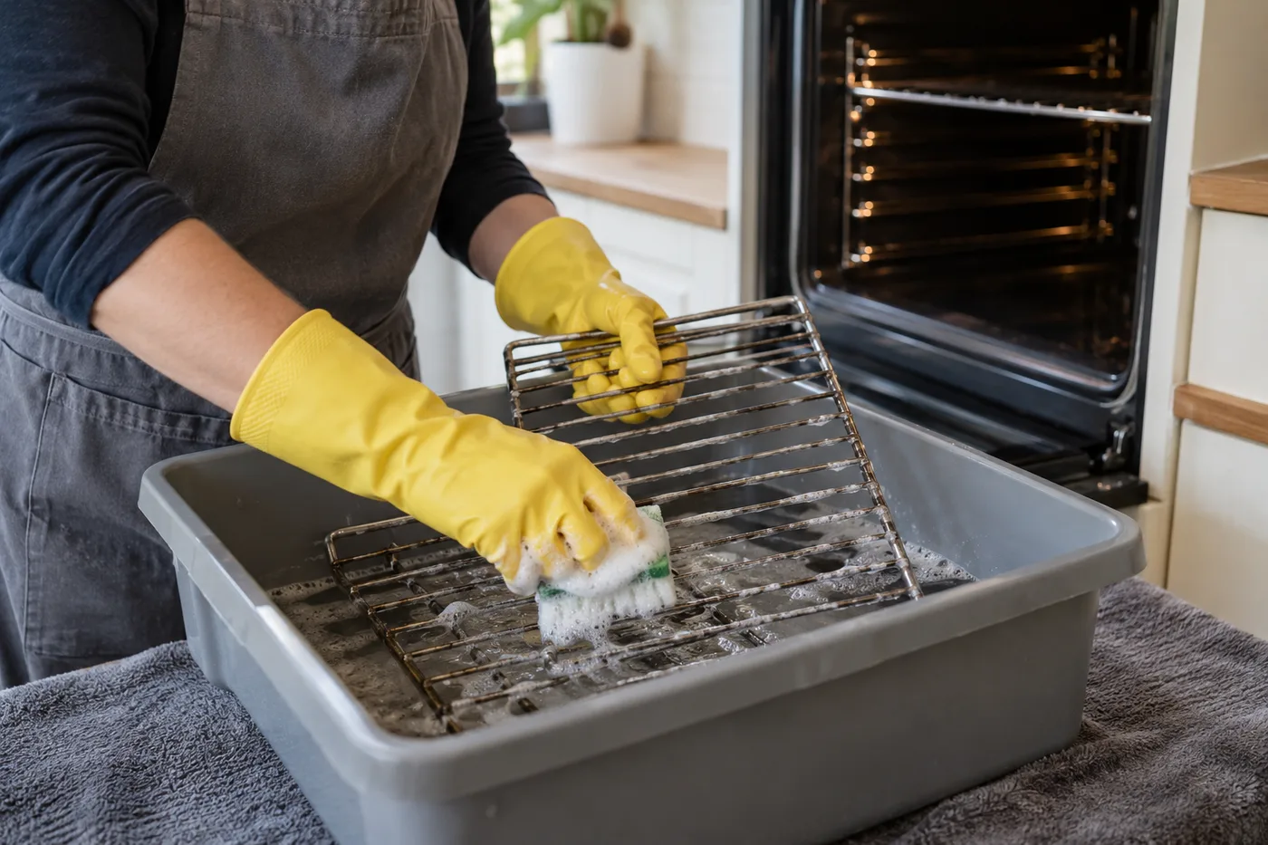 Illustrative image: Cleaning removable oven racks