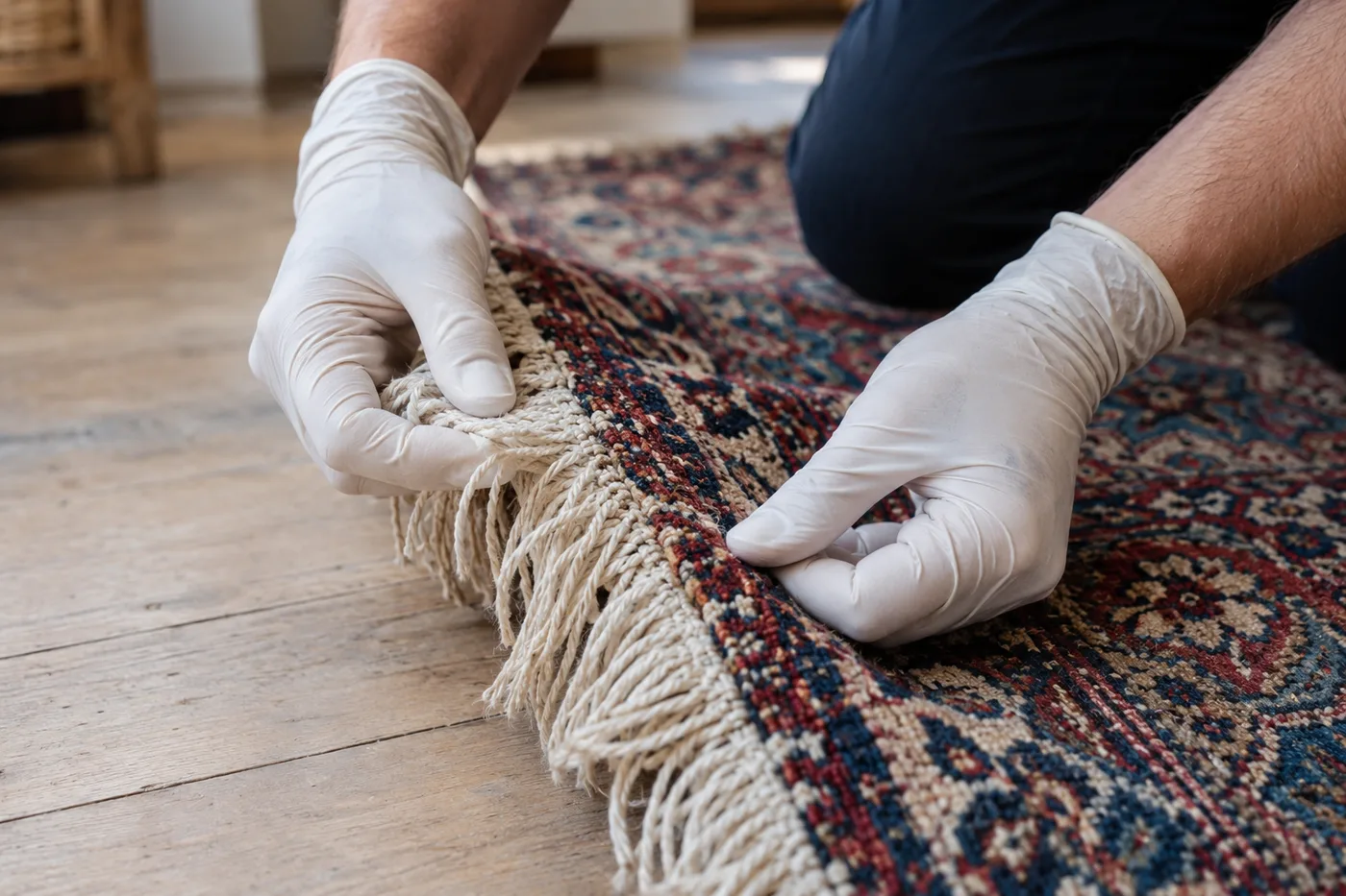 Illustrative image: Checking a rug fringe and woven edge