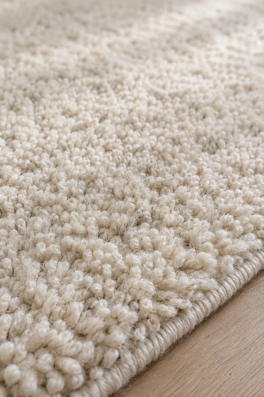 Close detail of short wool rug tufts