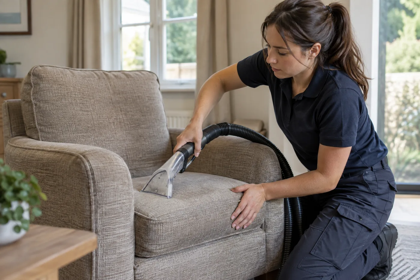 Illustrative image: Cleaning a fabric armchair