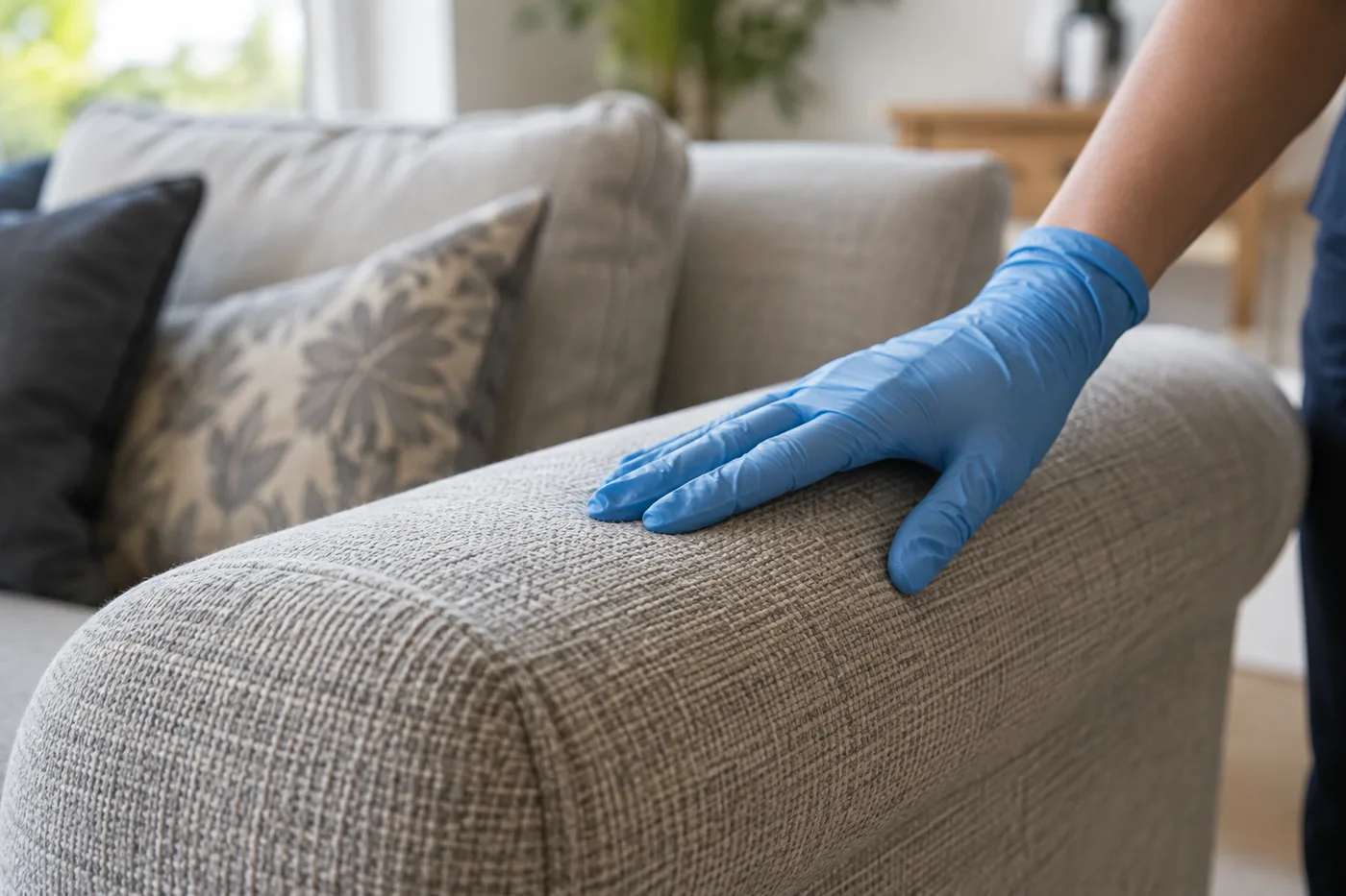 Illustrative image: Checking woven upholstery fabric