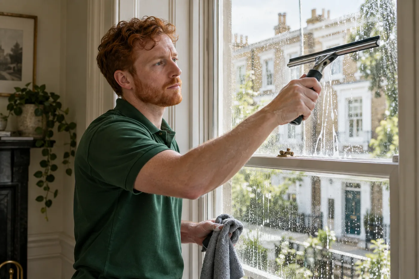 Cleaning indoor window glass