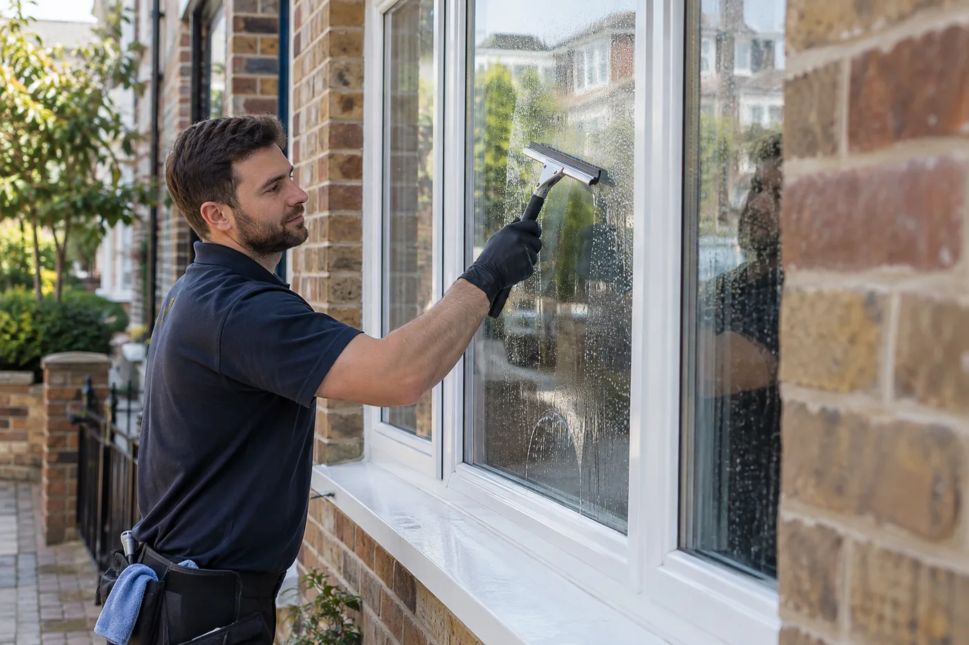 Illustrative image: Cleaning accessible exterior glass